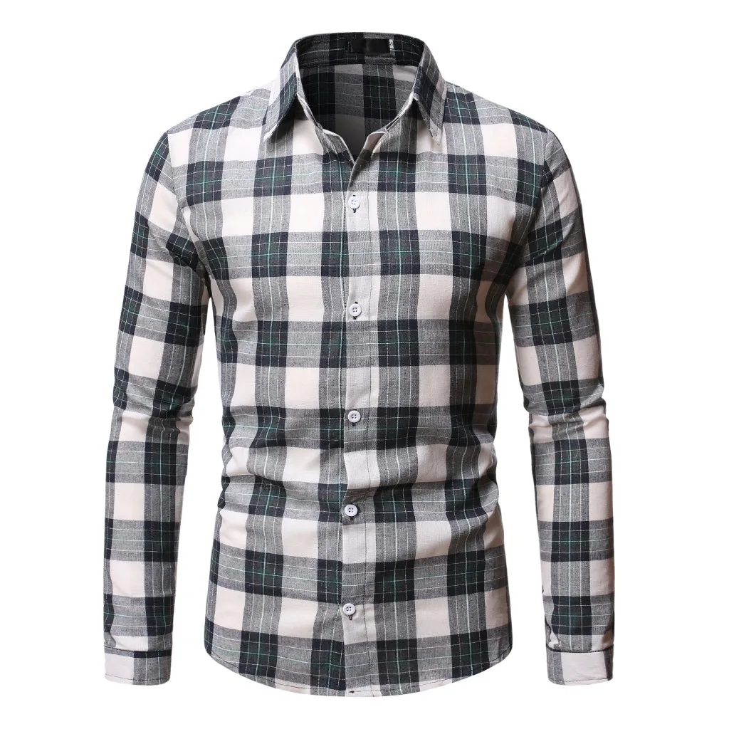Мужская Повседневная рубашка на пуговицах Классическая приталенная в клетку с
