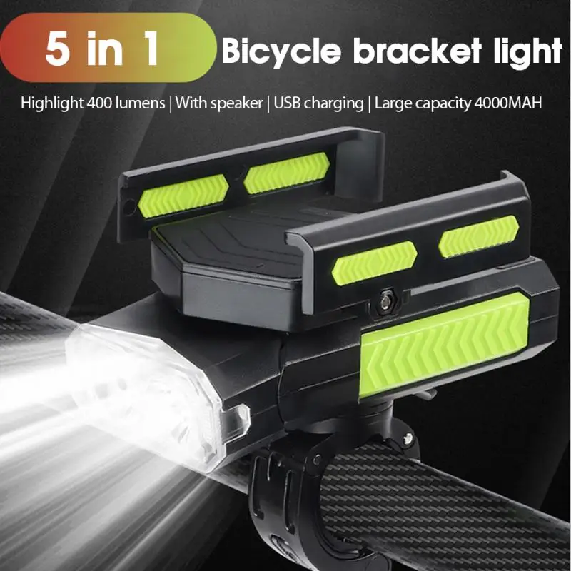

Bicycle Light Horn Front Light Mobile Phone Holder Mountain Bike Charging Treasure With Light Mobile Phone Holder Accessories