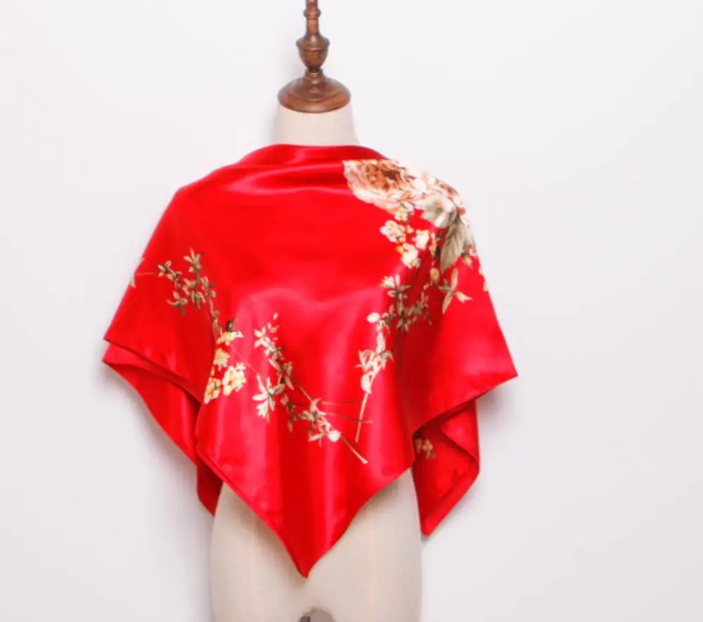 Foulard en soie mode Satin châle écharpes grande taille 90*90cm carré cheveux/tête foulards femmes bandana |