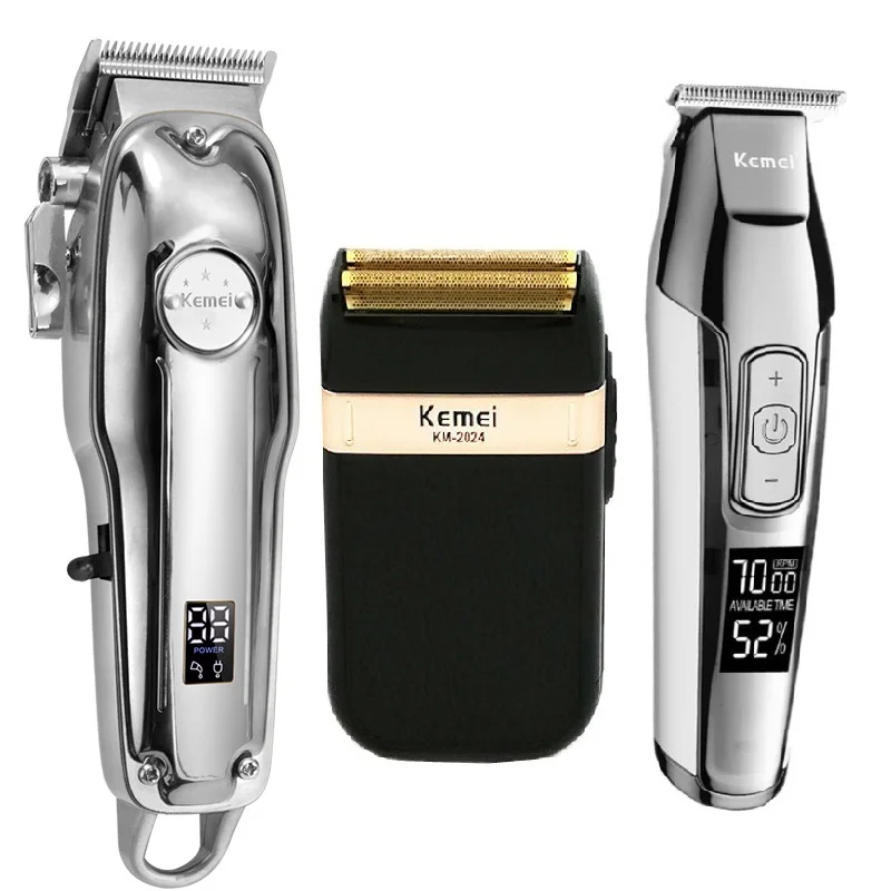 

Kemei All Metal Professional Electric Hair Clipper Rechargeable Hair Trimmer Haircut Shaving Machine KM-1986+PG KM-5027 KM-2024