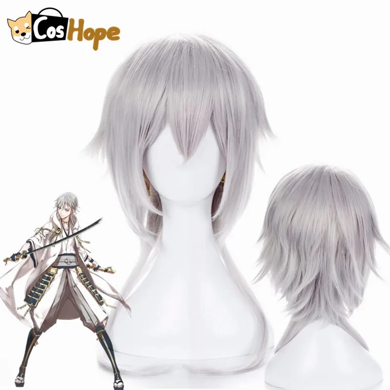 Touken Ranbu Cosplay Tsurumaru Kuninaga Men Silver Wig Anime Heat Resistant Synthetic Wigs |