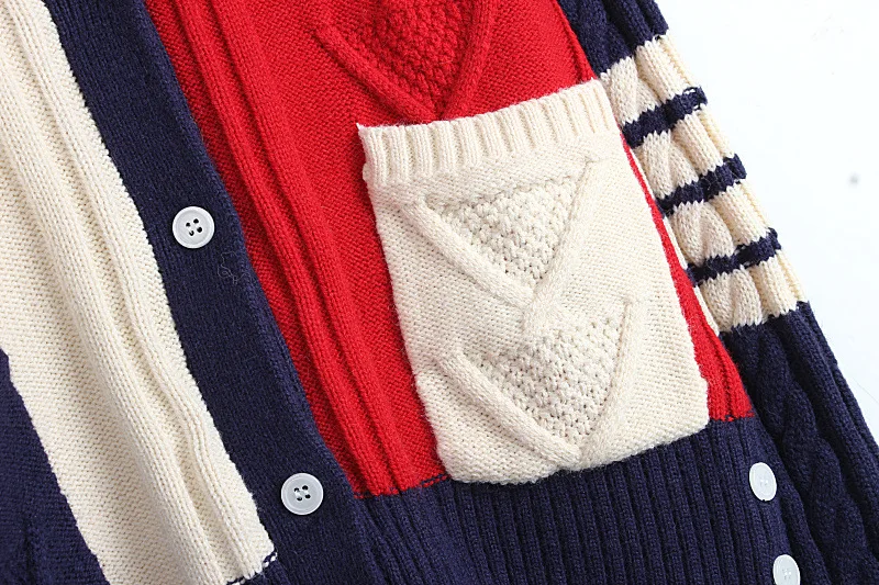 

2020 Autumn Winter Women Cardigan Korean Sweater Vintage V-neck Coats Striped Knit Short Thick Loose Chic Casual Female Outwear