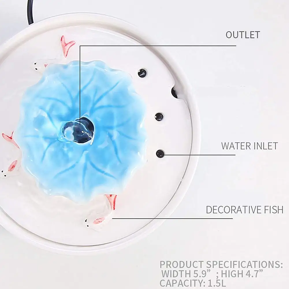 

Ceramic Pet Water Fountain Automatic Cat Water Fountain Dog Drinking Fountains Bowl for Cats Dogs