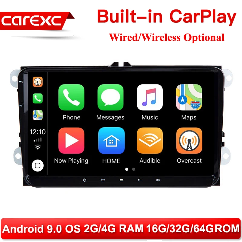 Автомобильный мультимедийный плеер CarExc 2 Din поддержка беспроводного CarPlay Android 9 0