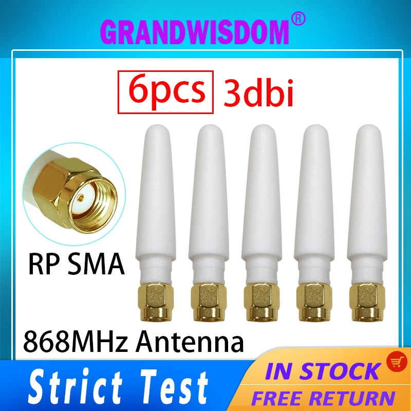 

GRANDWISDOM 6 шт. 868 МГц антенна 3dbi sma Гнездовой штекер 915 МГц lora антенна pbx iot модуль lorawan сигнальный приемник антенна