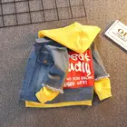 Детские джинсовые куртки с капюшоном; Повседневные толстовки с рисунком для мальчиков и девочек; Джинсовые куртка Динозавр для малышей