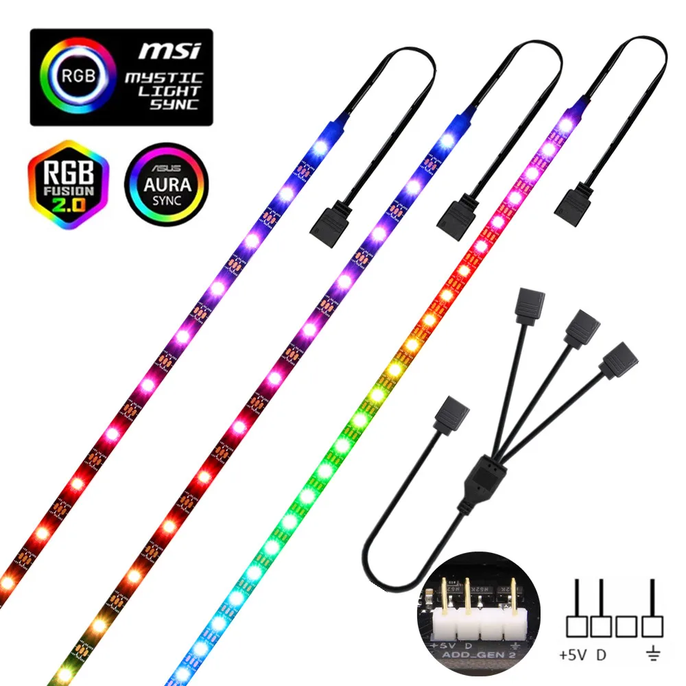 

Neon RGB LED Strip Light 5V Addressable ws2812b tape gamer cabinet For PC case Motherboard 3Pin Header ASUS Aura SYNC,MSI Mystic