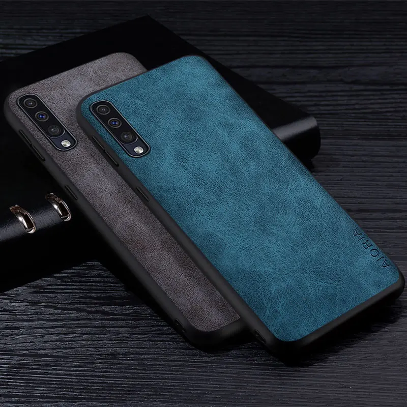 

Premium PU Leathe Phone Case for Samsung Galaxy A50 A50s A40 A30s A10 A02s A03s A70 Case Vintage Soft Silicone Tpu Cover