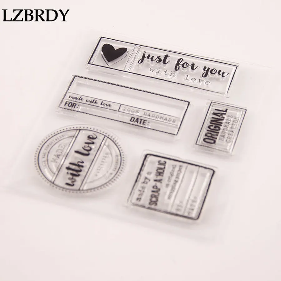 Rectangle Square Circle Text Box Just for You Letters Heart Clear Stamps Scrapbooking Card Making Valentine's Day | Дом и сад