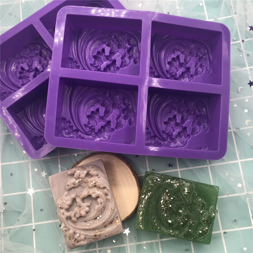 

New Silicone Wave Soap Mold DIY Rectangular Pattern Handmade Soap