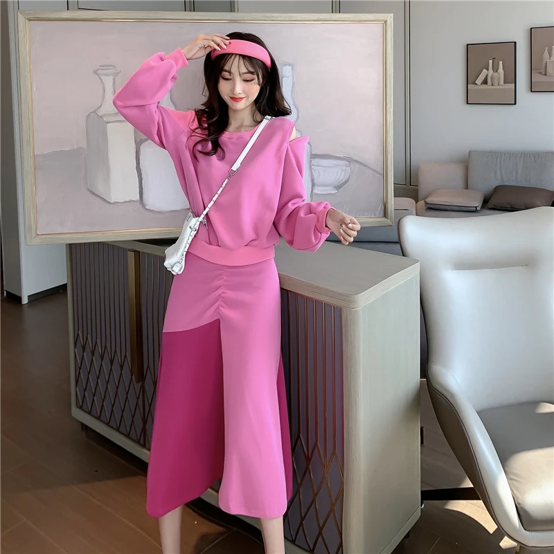 Женский костюм новый корейский Свободный свитер с длинными рукавами