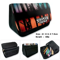 stranger things cartoon pencil bag for boys girls make up bags school supplies cosmetic case double layer storage bags