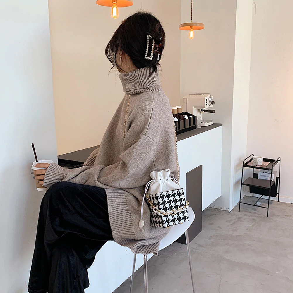 Ретро клетчатая сумка сумки на плечо для женщин сумка-ведро портативная