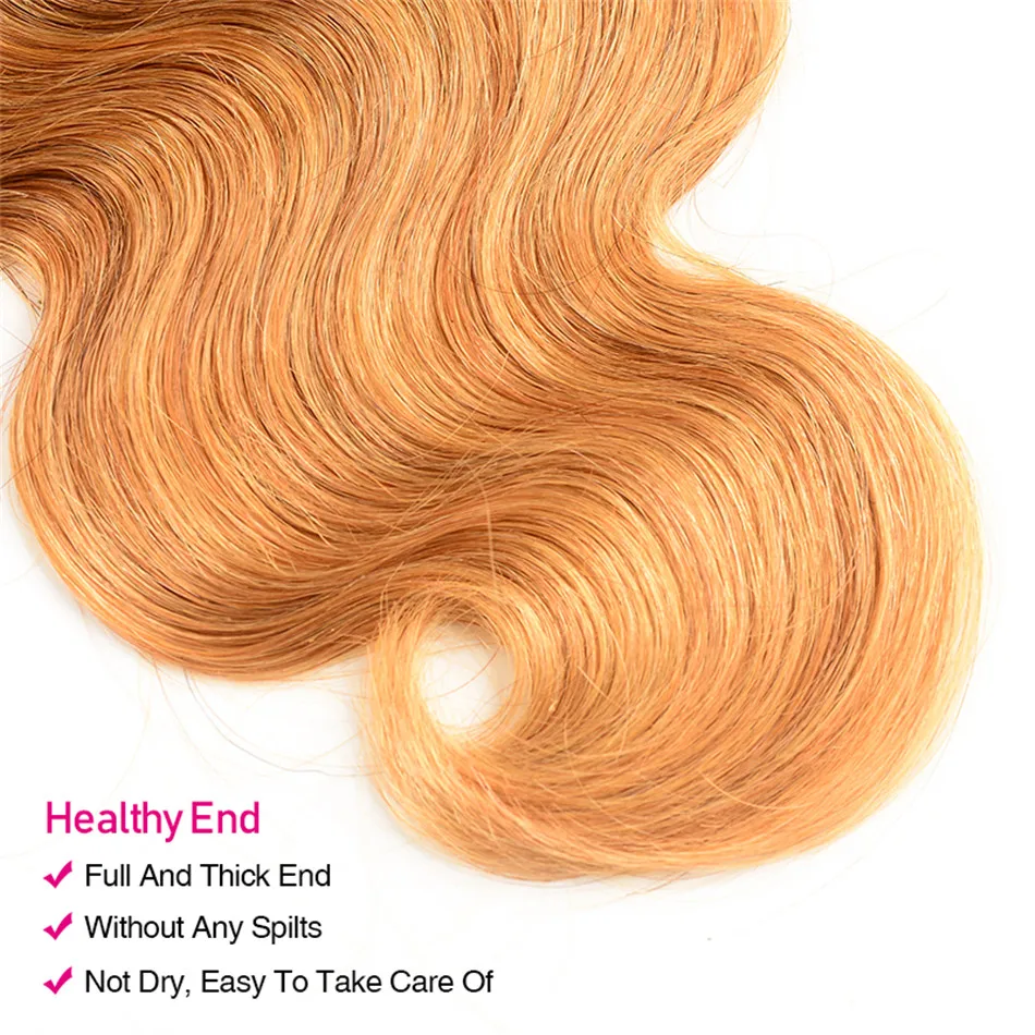 Женские пупряди волос с эффектом омбре волнистых T1B/4/27 бразильские 3 тона светлые