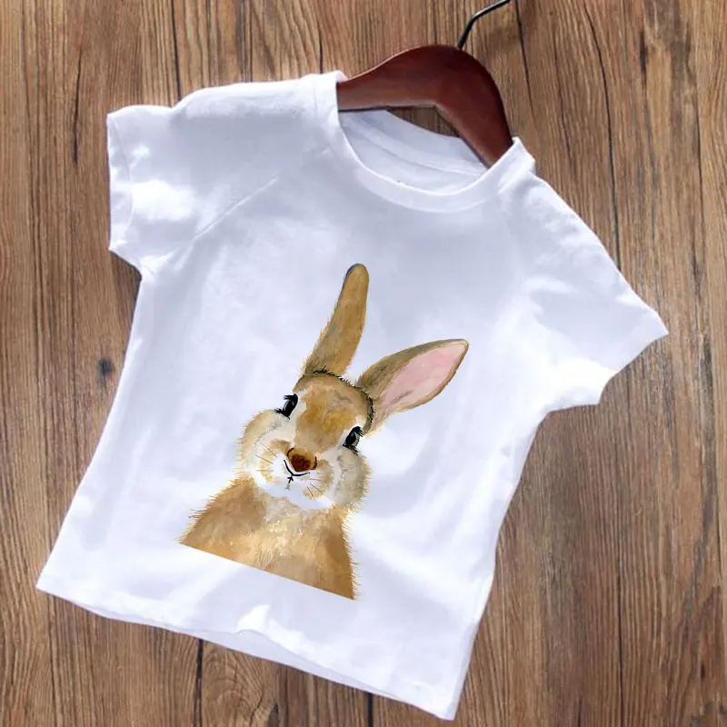 

2021 New Baby Girls Tops Elephant Rabbit Bear Giraffe Safari Cartoon Boy Tshirt Art Print Kids Clothes Girl T-shirt Short Sleeve