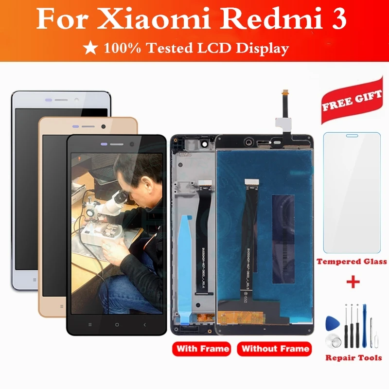 ЖК-дисплей с рамкой для Xiaomi Redmi 3 сенсорная панель ЖК-дигитайзер Redmi3 дисплей в