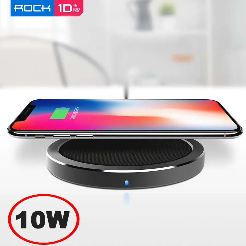 ROCK Quick Qi Беспроводное зарядное устройство для iPhone XR XS Max 8 Plus для samsung Galaxy S9 S8 Plus Note 8 9V Быстрая зарядка Pad 10W
