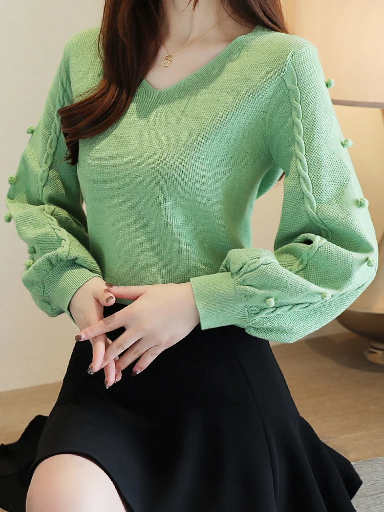 Женский свитер с V-образным вырезом Осень-зима 2021 Новый Свободный пуловер длинным