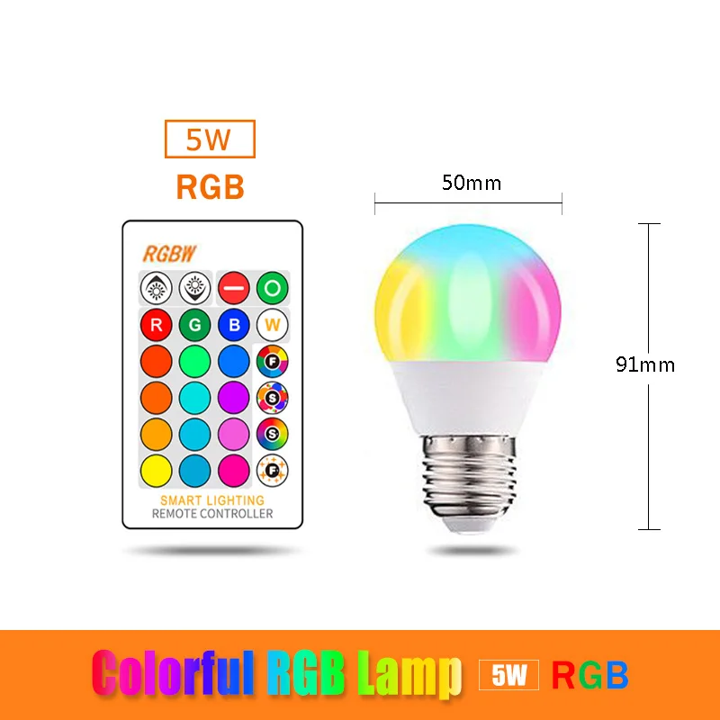 RGB E27 5W 110 В 220 В E27 RGB светодиодный светильник 5 Вт 10 Вт 15 Вт RGB лампада сменная цветная светодиодная лампа RGBW с ИК-пультом дистанционного управления+ режим памяти - Испускаемый цвет: RGB E27 5W