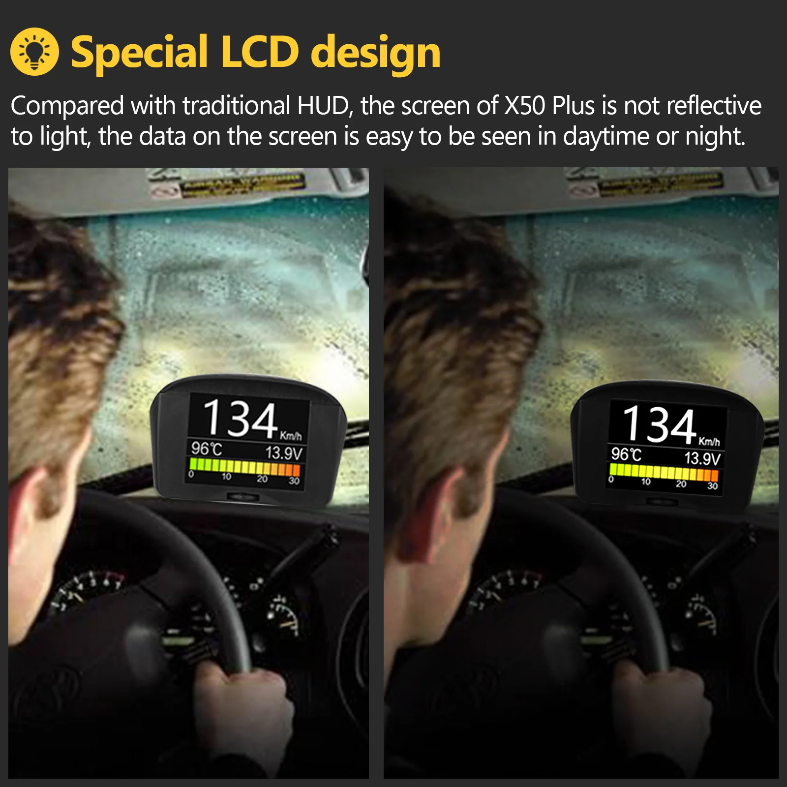 AUTOOL X50Plus автомобильный OBD2 дисплей Спидометр Авто температура воды Напряжение безопасная Сигнализация цифровой диагностический инструмент автомобильный измеритель