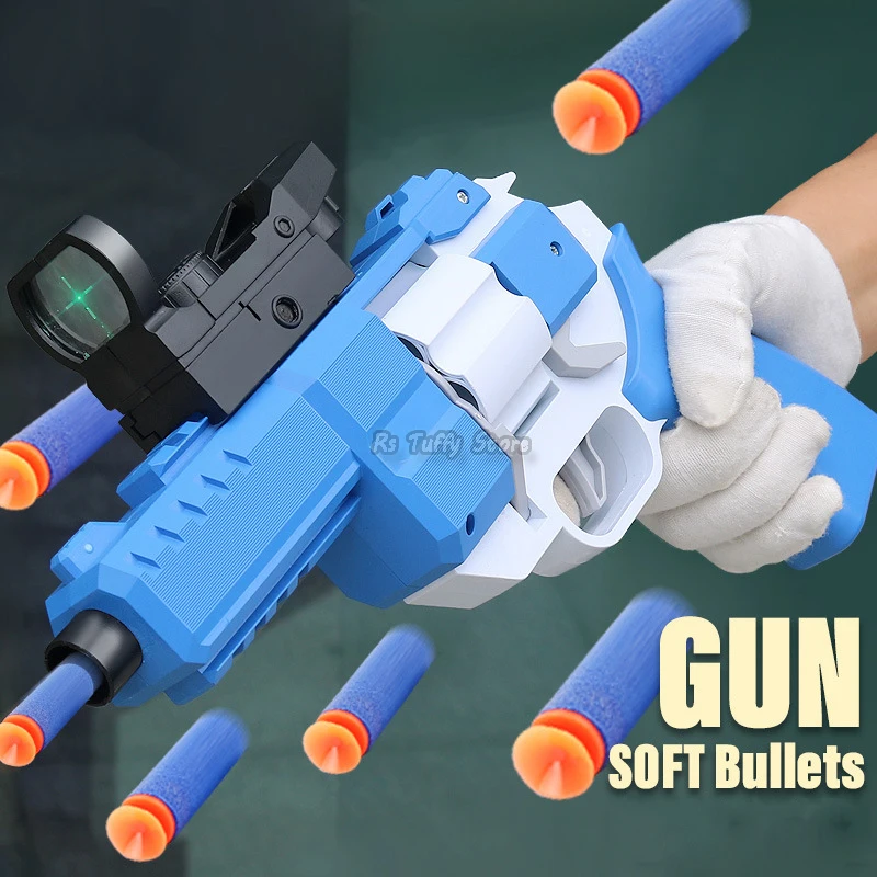 

Eletric Revolver Soft Bullets Simulation Model Toy Airsoft Guns Kids Shooting Games Pistols Darts Toys for Boys Fake Gun Gifts