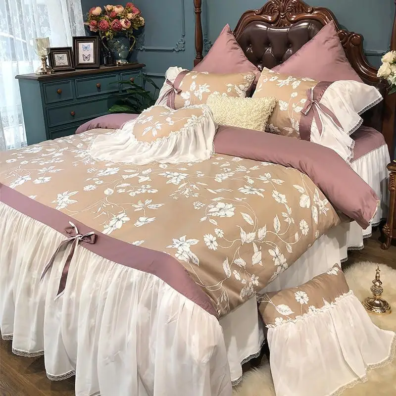 46 мягкий египетского хлопка для девочек комплект постельного белья с цветочным