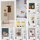 Японские льняные дверные занавески в стиле фэншуй, художественный декор в геометрическом стиле, для кухни, спальни, ресторана, под заказ