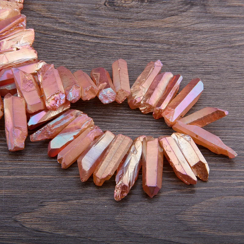 15 &quotполированная красная медь Титан кристалл кварц целительная палочка бусины