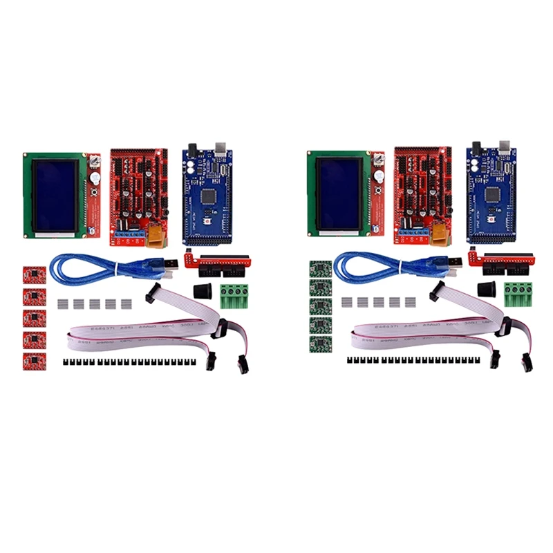 

Плата управления Ramps1.4 + Улучшенная материнская плата 2560 R3 + 12864 плата управления ЖК-дисплеем + Драйвер A4988 с радиатором