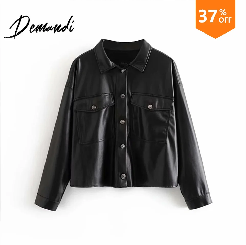 Demandi рубашка Женская осень и зима новая искусственная кожа досуг мода уличный