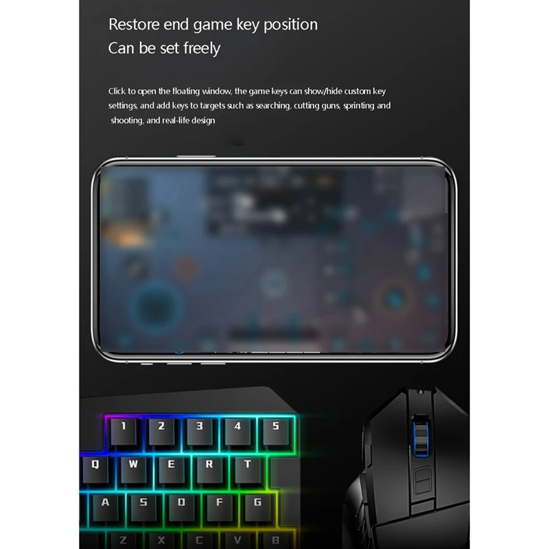 

3 in 1 Bluetooth Gaming Keyboard Mouse and Converter Combo Plug and Play for LOL PUBG Android Phone Tablets