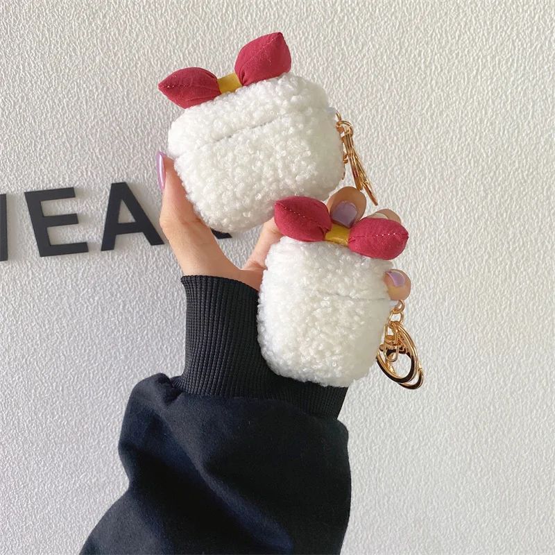 

Чехол для наушников Apple Airpods Pro 2 1, милый пушистый чехол с бантом, модный силиконовый чехол для наушников с зарядным устройством для Airpods Pro, Ме...