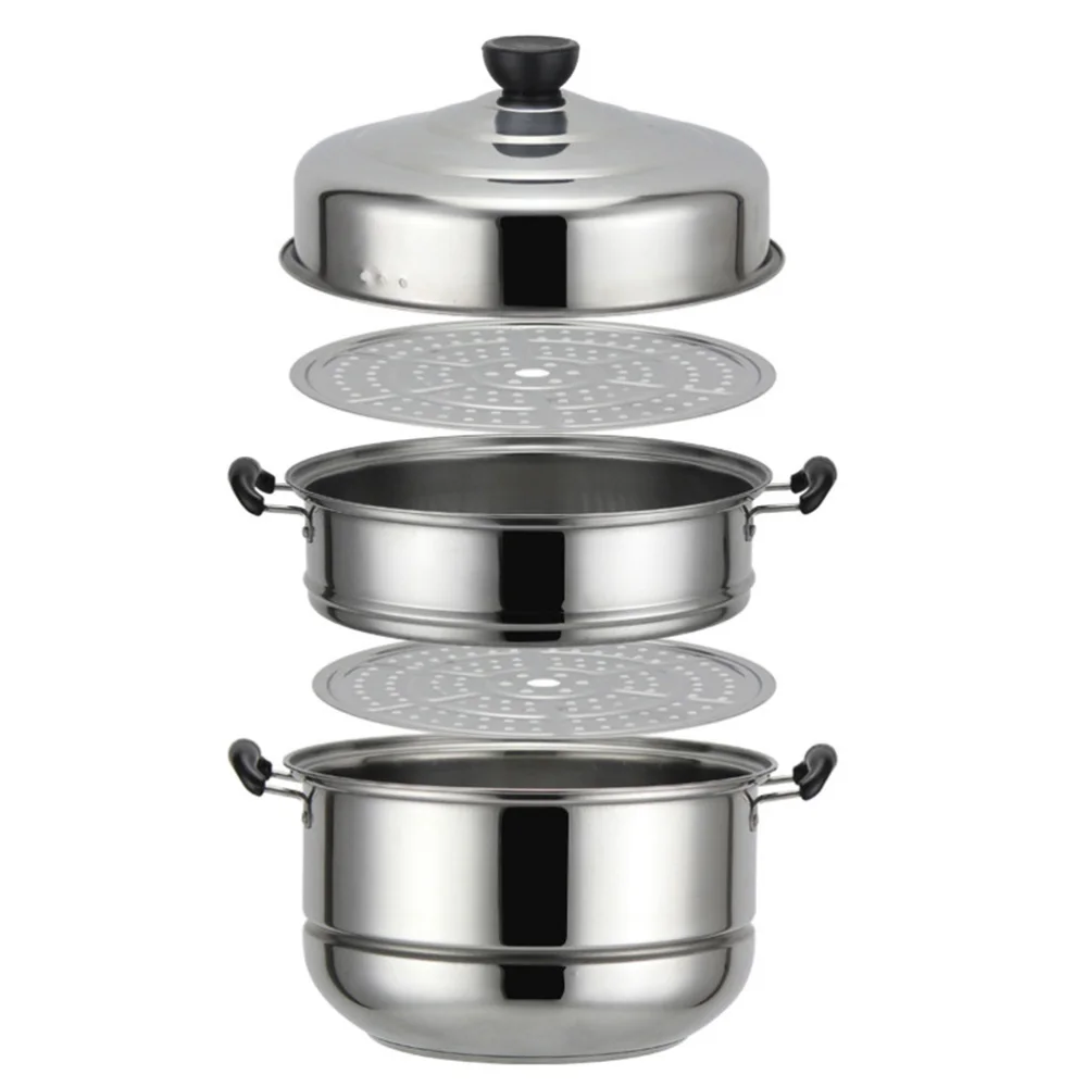 

Stainless Steel Three-layer Thick Steamer Multifunction Soup Steam Pot Universal Cooking Pots for Induction Cooker Gas Stove (28