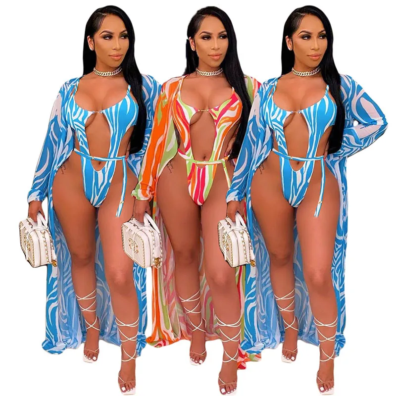 

ZKYZWX Tie Dye Two Piece Set Bodycon Bodysuit Cover Ups for Swimwear Women Sexy Bikini 2021 Summer Outfits Club Matching Set