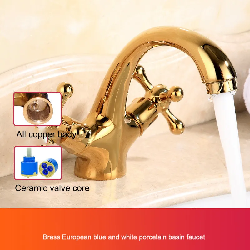 Золотистые краны с двойным переключателем для туалета душевой комнаты кухонные