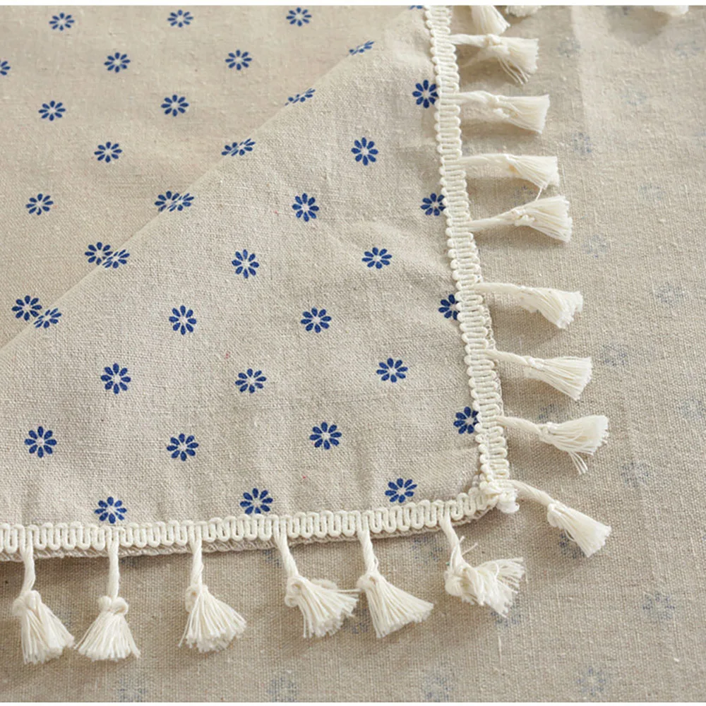 

Pastoral Rectangular Linen Cotton Cloth Tablecloth Fabric Daisy Flower Printed Home Kitchen Dining Room Table Cloths Ornament