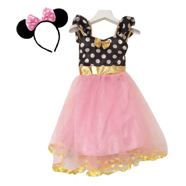 2018 Summer Girls Cartoon Minnie Party Dress Fancy Costume Cosplay Dress+Headband 0-5yrs Infant Baby Clothes kids | Детская одежда и