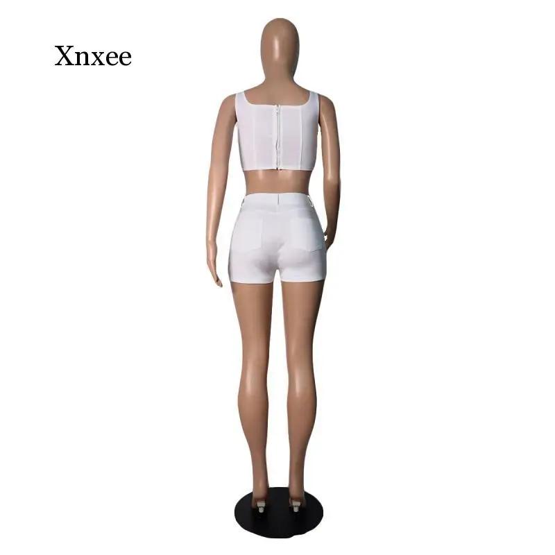 

2021 Summer Women's Suit Solid Color Square Neck Short Top and Hot Shorts 2-Piece Set of Casual Ladies Fashion Women's Sportswea