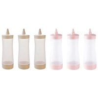 6 pcs squeeze squirt condiment bottles ketchup bottle mustard sauce containers for kitchen condimentbeige pink