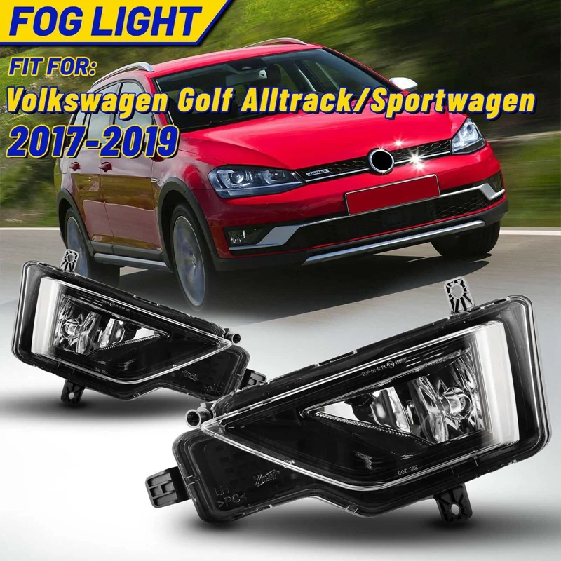 

NEW-For GOLF Alltrack 2017-2019 Front Bumper Fog Lights Bumper Lamps Clear Lens 510941661D 510941662D