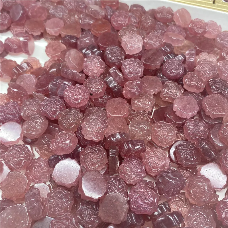 

Natural strawberry quartz Crystal Mini Flowers for DIY Pendant Necklaces Gift