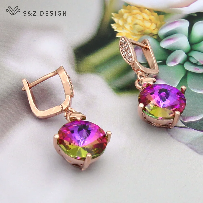 Серьги-подвески S &amp Z женские модные элегантные круглые цветные серьги-подвески