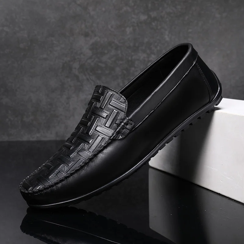 

Лоферы, кожаные туфли мужские черные мягкие туфли, повседневная Роскошная обувь, мужские Модные слипоны Sepatu, мужские туфли