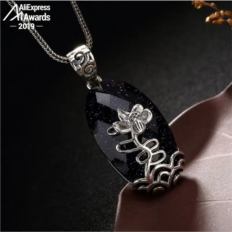 NOT FAKE Poland S925 Fine Antique shop store Sapphire Pendant Women Chinatown art handicraft Artisan Lazuli Blue India | Украшения и