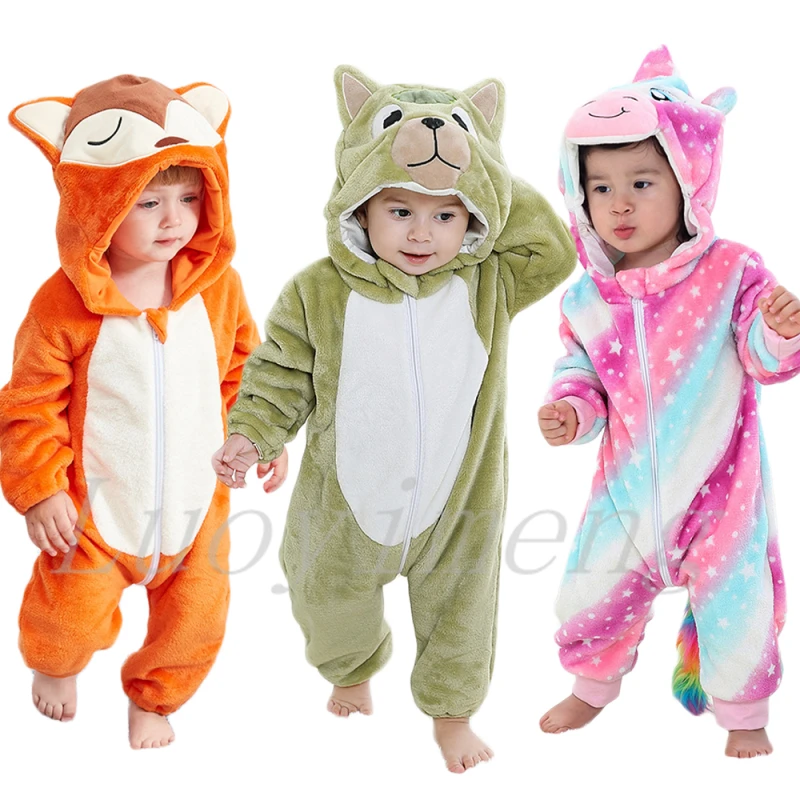 

Newborn Romper Baby Boys Girls Clothes Toddler Infant Jumpsuits Pajamas For Babies Home Suits Cow Panda Fox Romper Kids Costumes