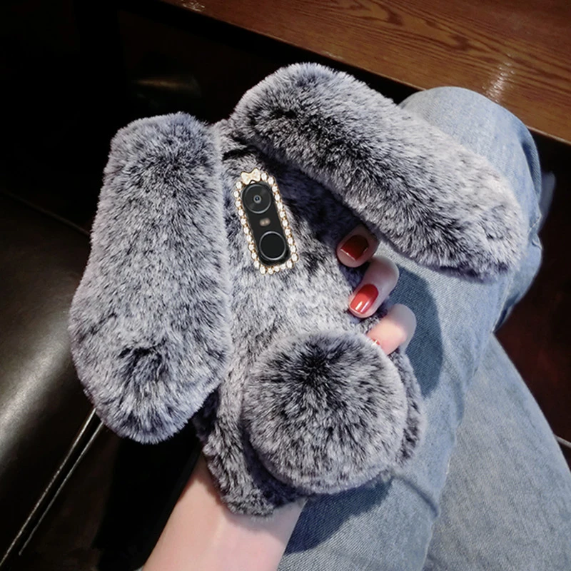 Крышка из кроличьего пушистого меха с силиконовым покрытием для телефона Nokia 5.4 3.4 G50 G20 G10 G21 Phone Case 7.2 4.2 2.3 5.3 5.1 6.1 Plus.
