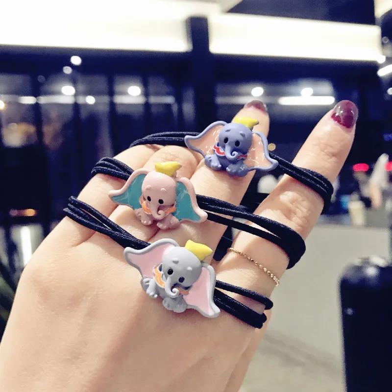 

Disney cartoon metal Dumbo hair rope baby ins girl hair circle cute ball head rope 3pcs/lot doll accessories