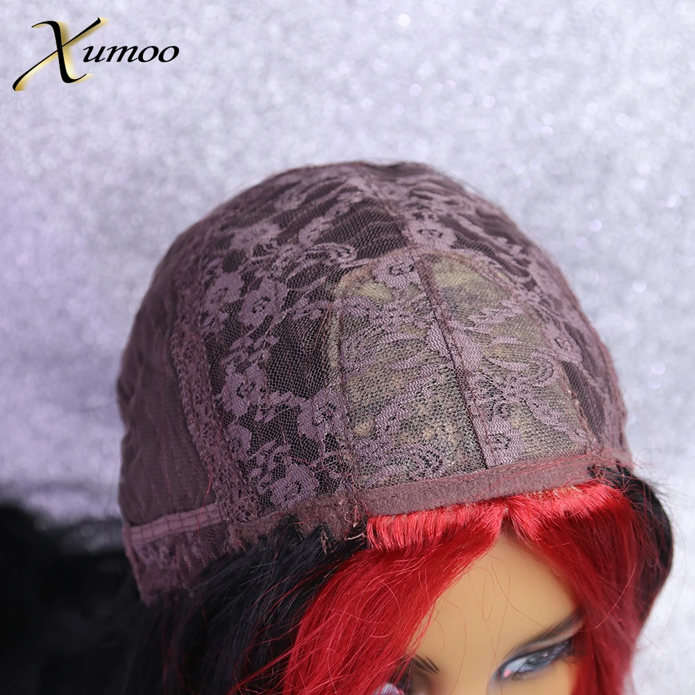 

XUMOO Heat Resistant Synthetic Wig Glurless Long Straight Highlight Red Non-Lace Wig Cosplay Party Lolita Wigs For Black Women