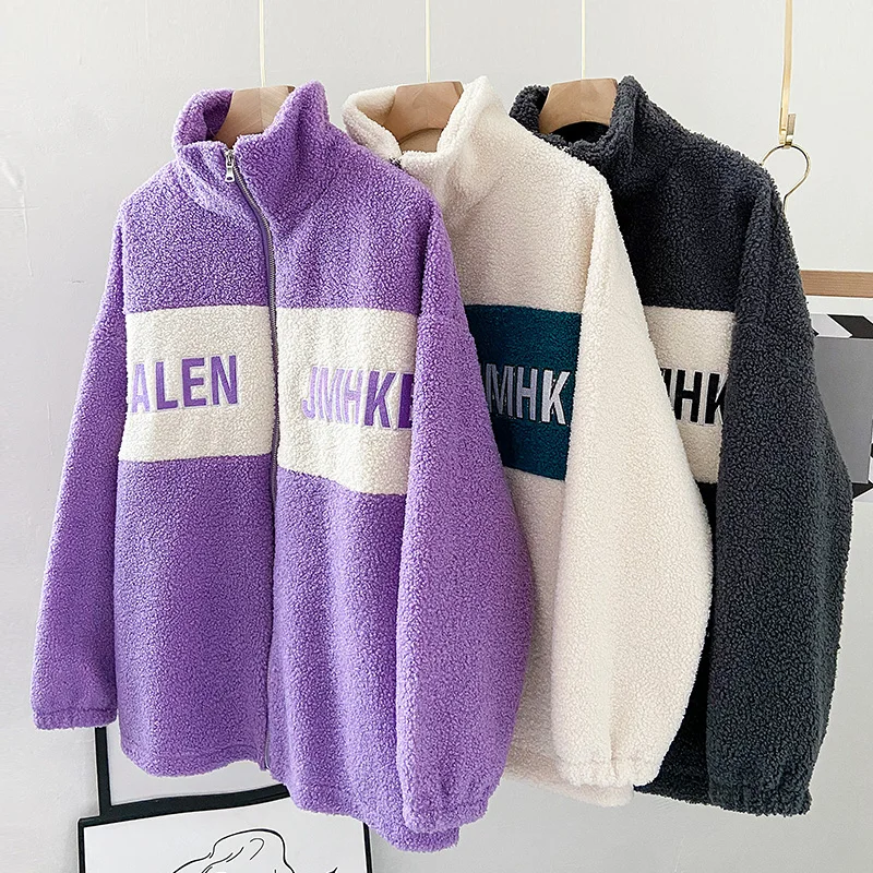

Lamb Wool Jacket Coat for Women in Early Spring 2021thickened Chic All-Match Cardigan Stitching Clothes Fashionable Ins