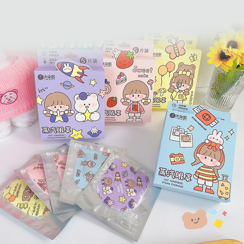 

5PCS Self Heating Steam Eye Mask Cute Cartoon Hot Compress Eye Mask Alleviates Steam Eye Mask Cute Cartoon